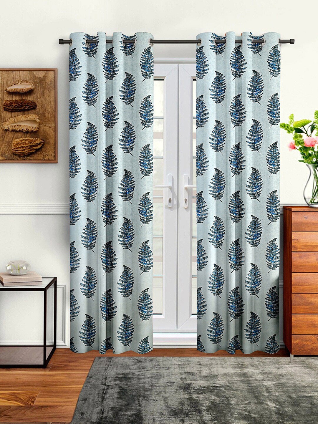 

Cortina Set of 2 Printed Door Curtains, Blue