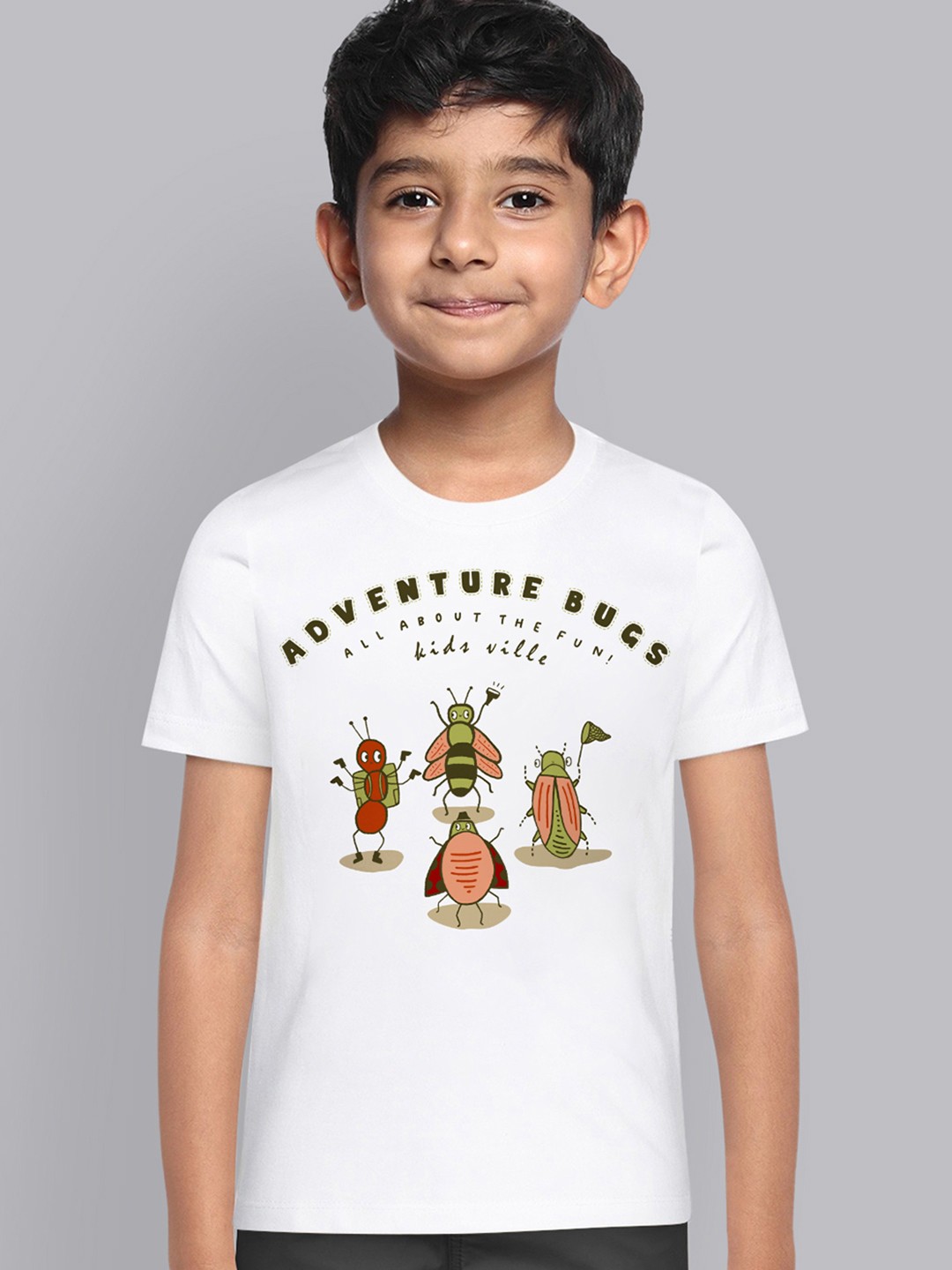 

Kids Ville Boys White Printed Pure Cotton T-shirt