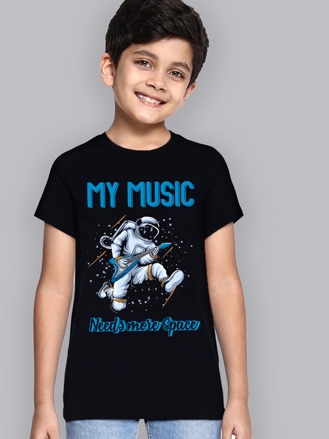 

Kids Ville Boys Black Printed Pure Cotton T-shirt