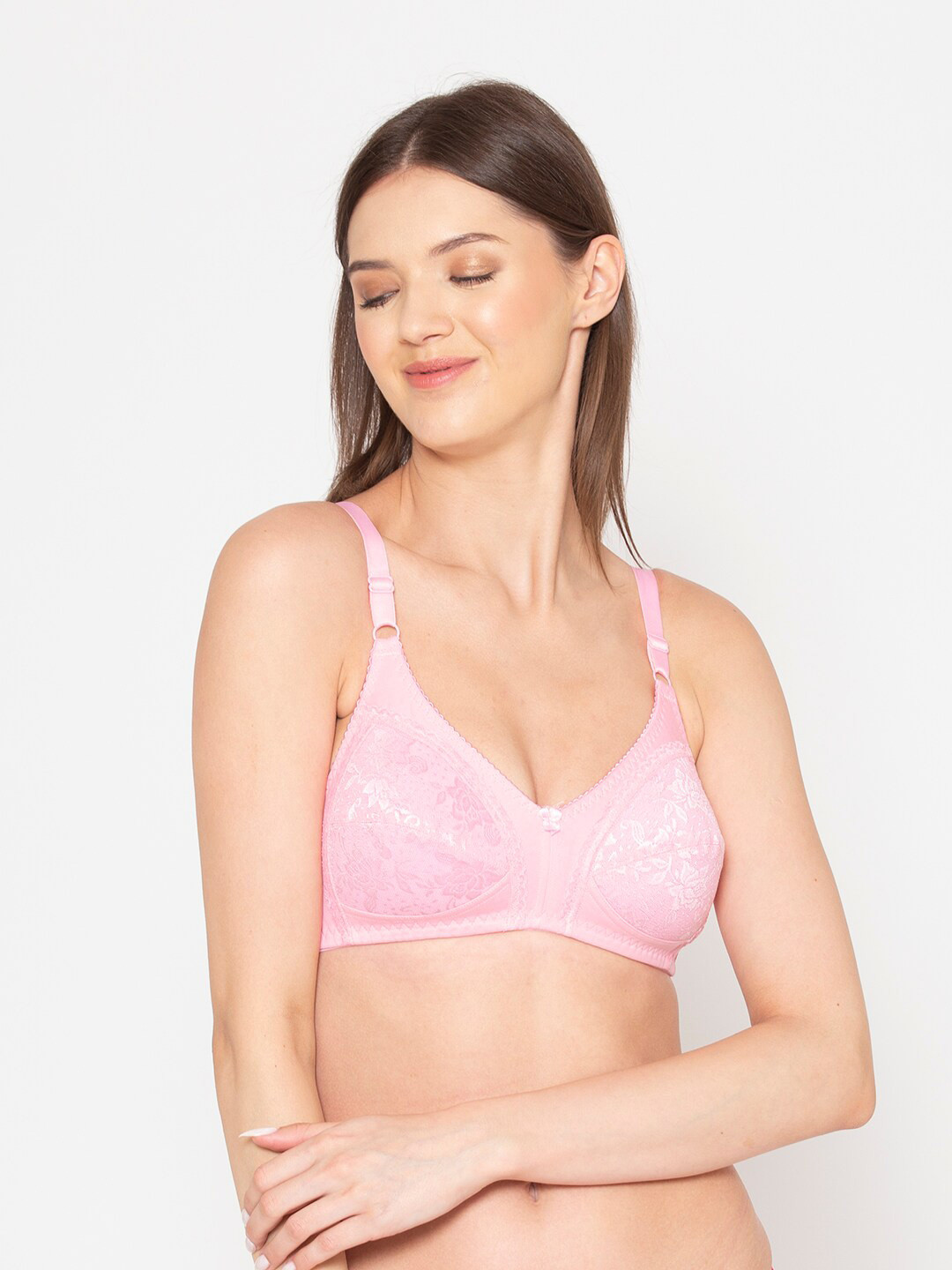 

GROVERSONS Paris Beauty M Frame Non-Padded Super Support Classic Lace Bra, Pink