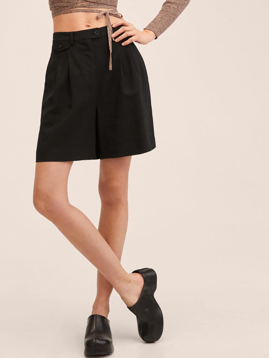 

MANGO Women Black Solid Shorts