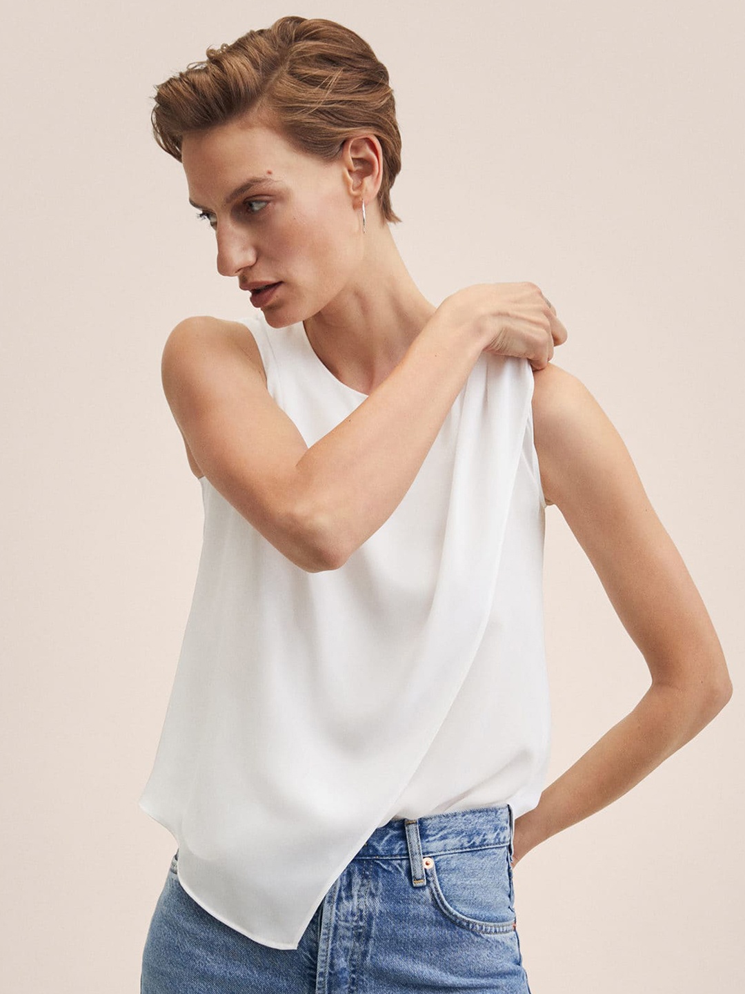 

MANGO Women White Solid Top