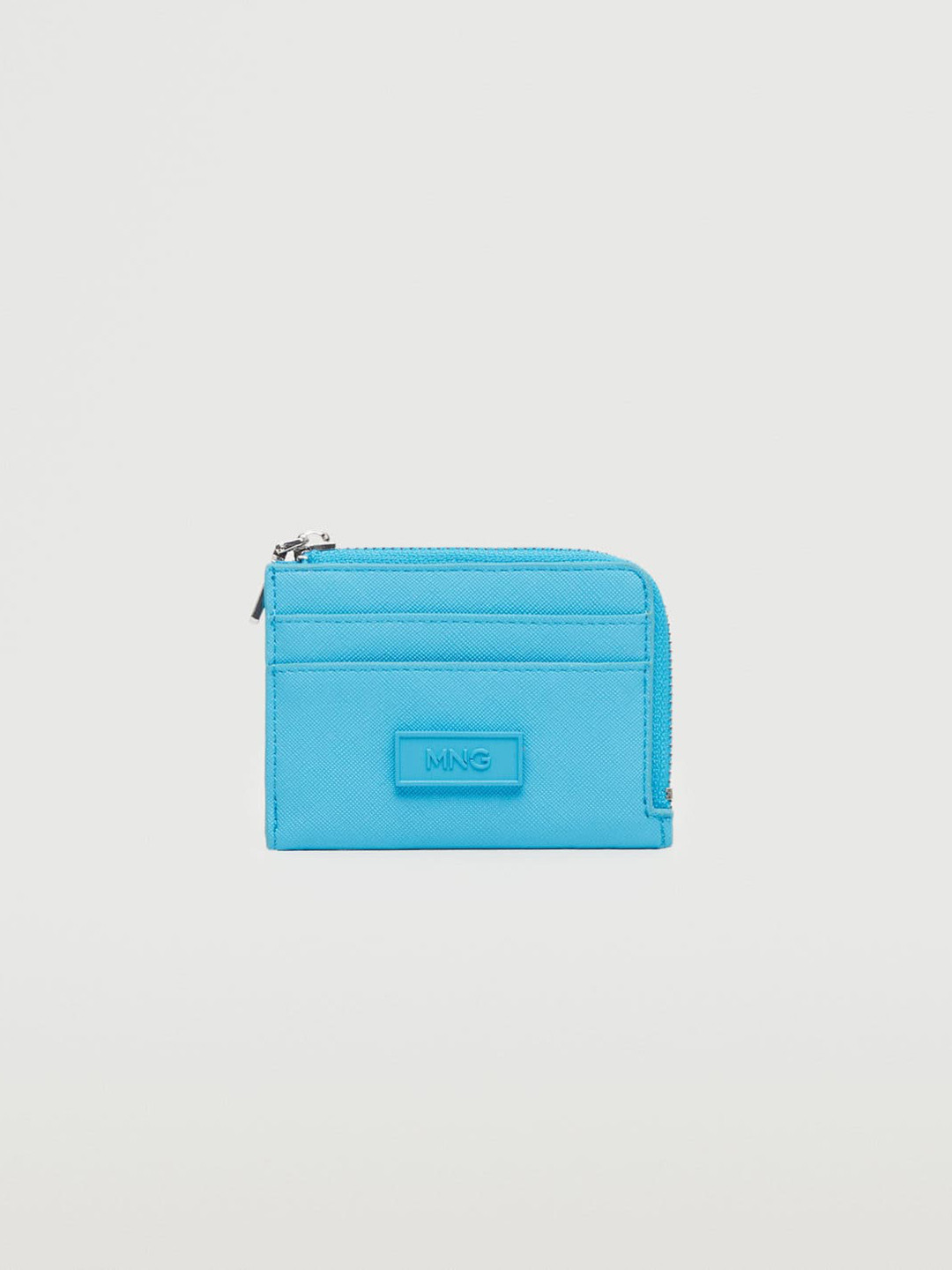 

MANGO Women Blue Textured Zip Around Wallet
