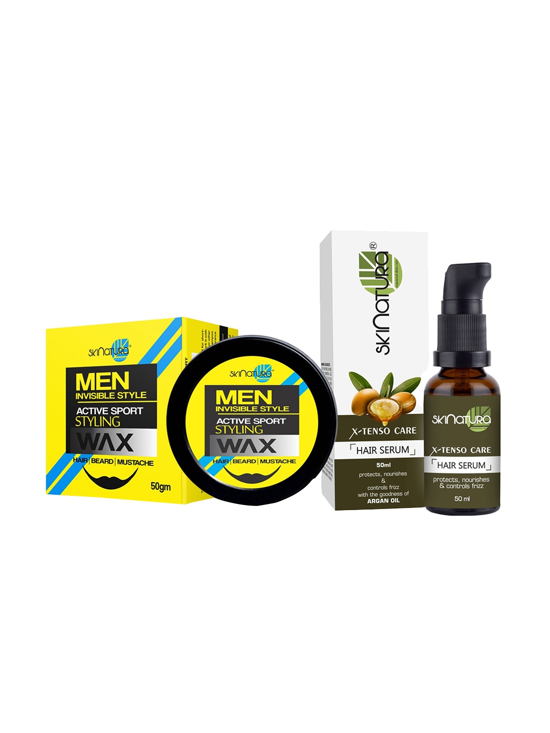 

Skinatura Men Invisible Style Active Sport Hair Wax 50 g & X-Tenso Care Hair Serum 50 ml, Yellow