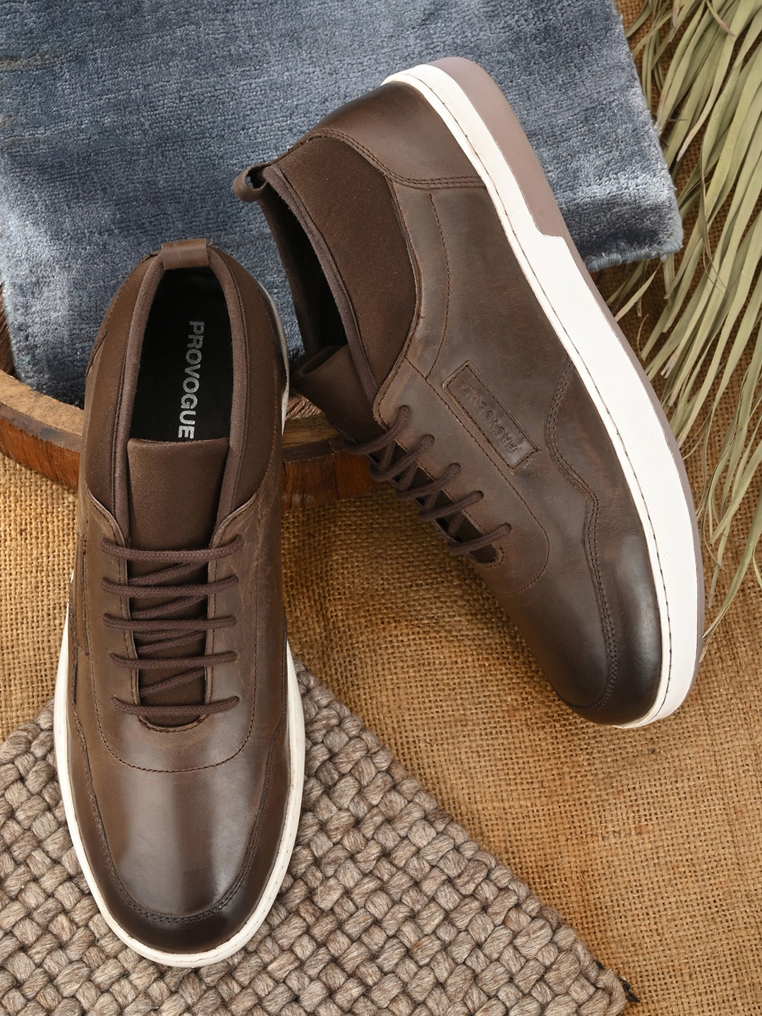 

Provogue Men Brown Leather Sneakers
