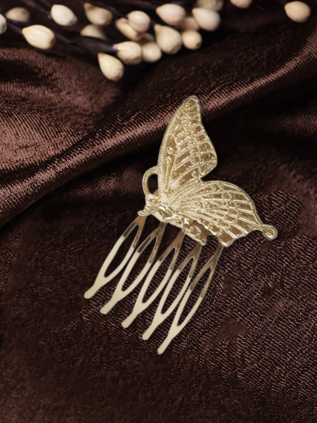 

OOMPH Women Gold-Toned Embellished Butterfly Shaped Comb Pin