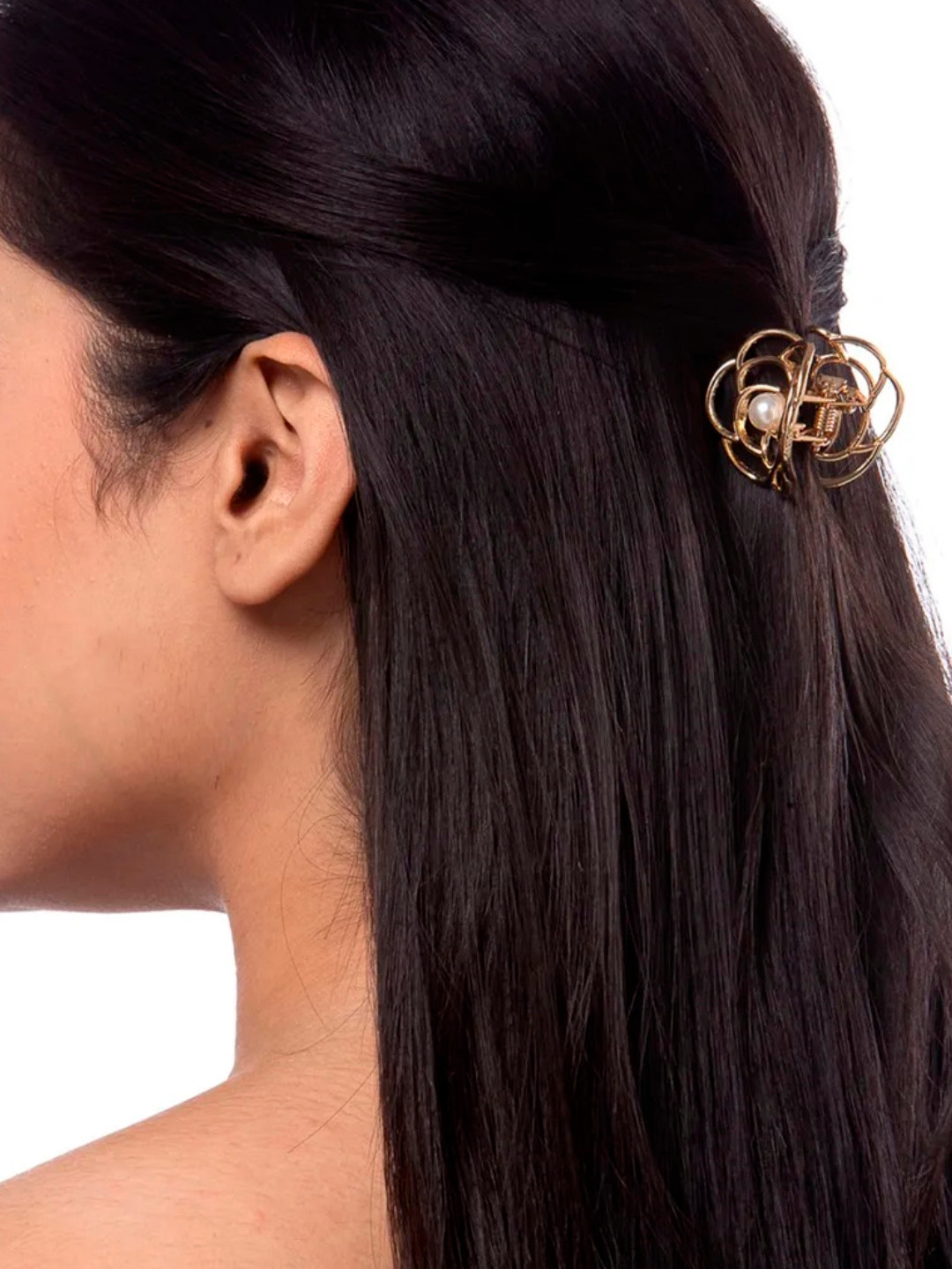 

OOMPH Gold-Toned & White Embellished Claw Clip