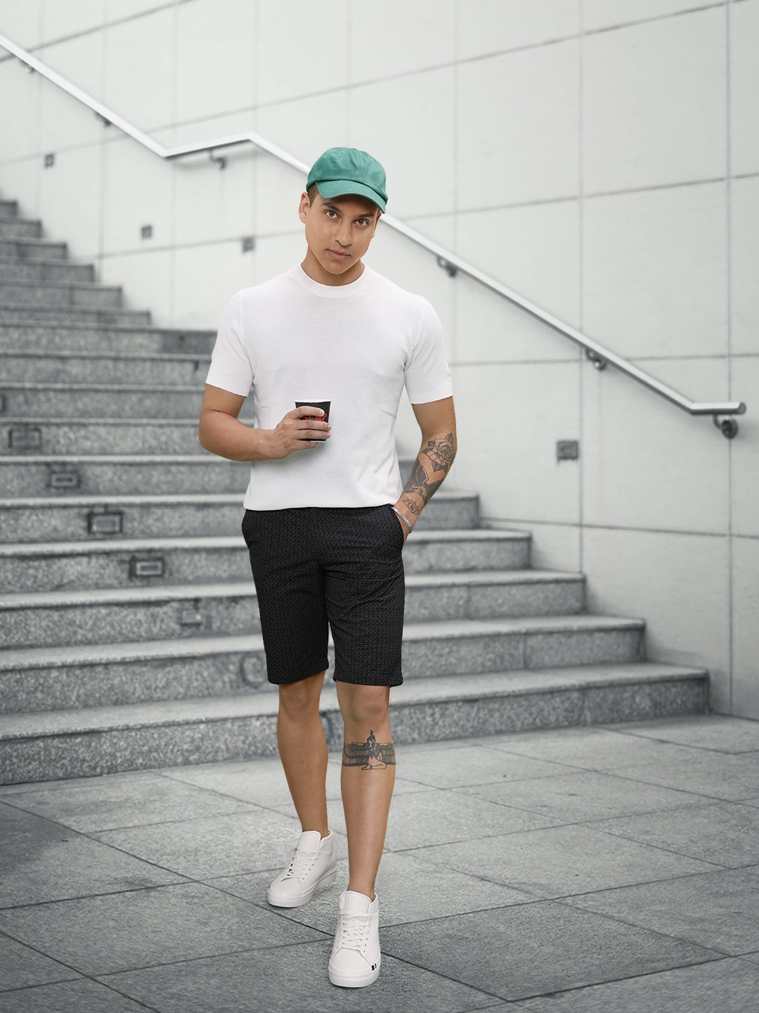 

Allen Solly Men Black Printed Slim Fit Pure Cotton Shorts