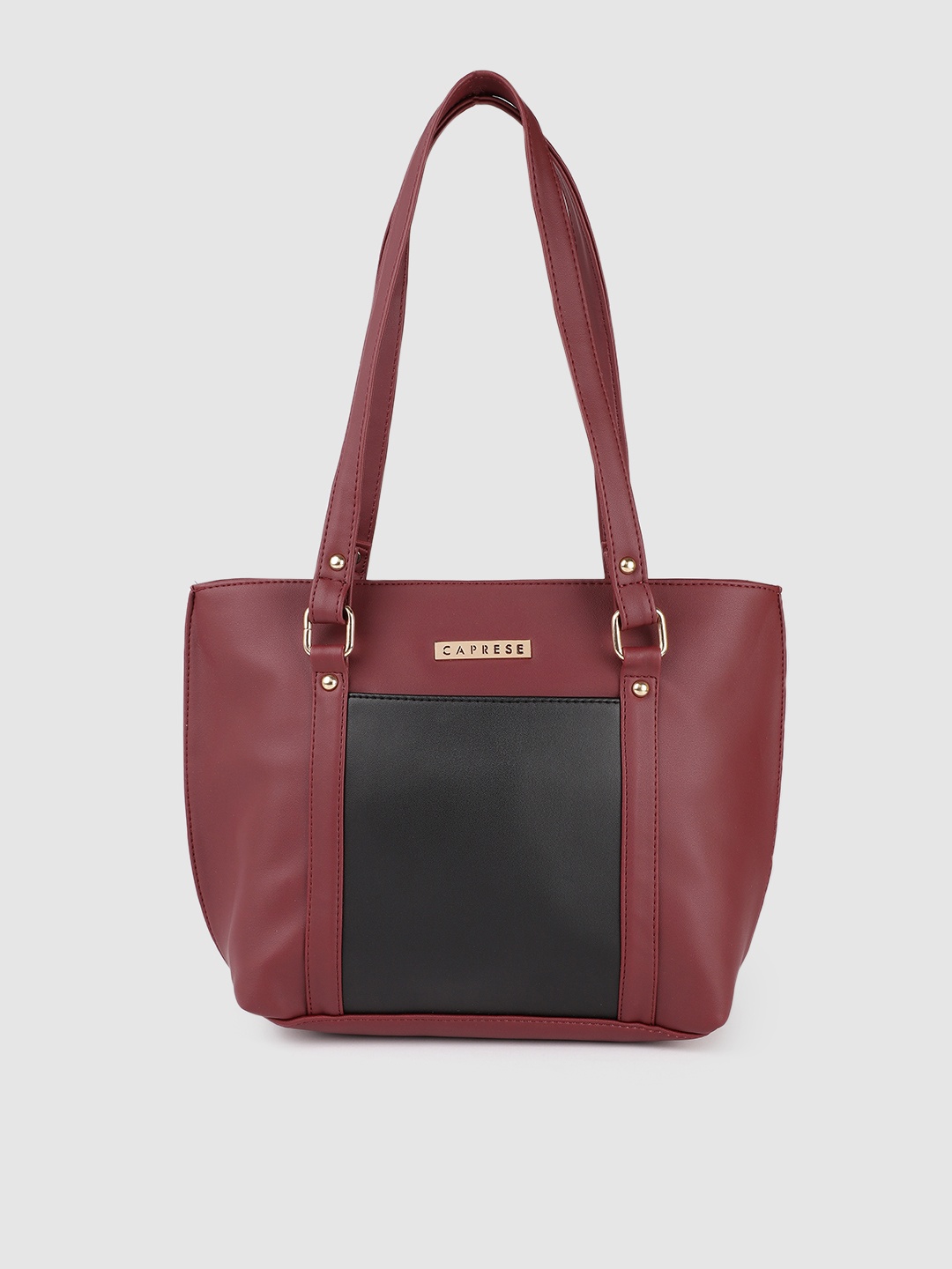 

Caprese Burgundy Colourblocked Structured Shoulder Bag