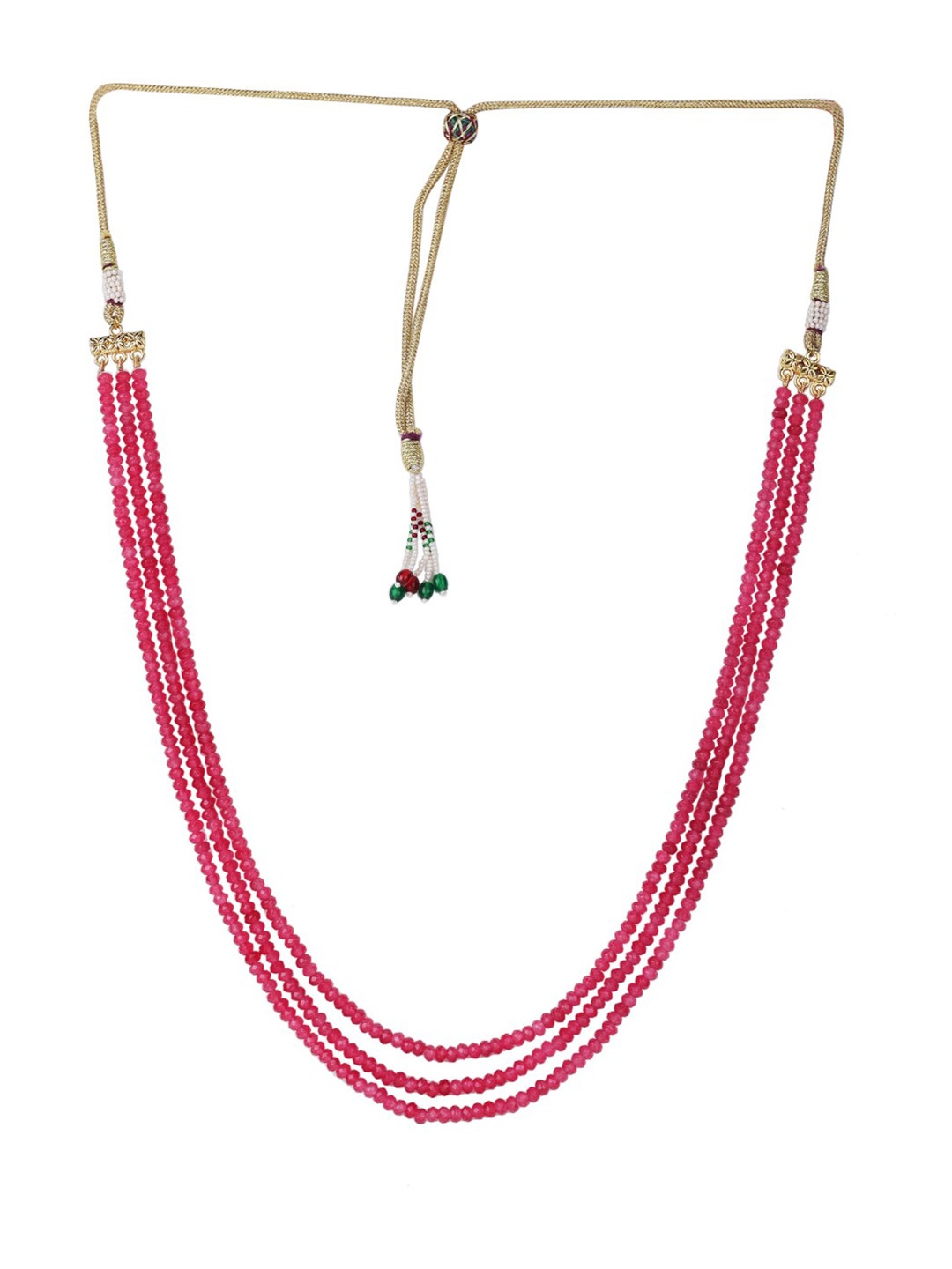 

Runjhun Pink Onyx Studded Brass Gold-Plated Layered Necklace