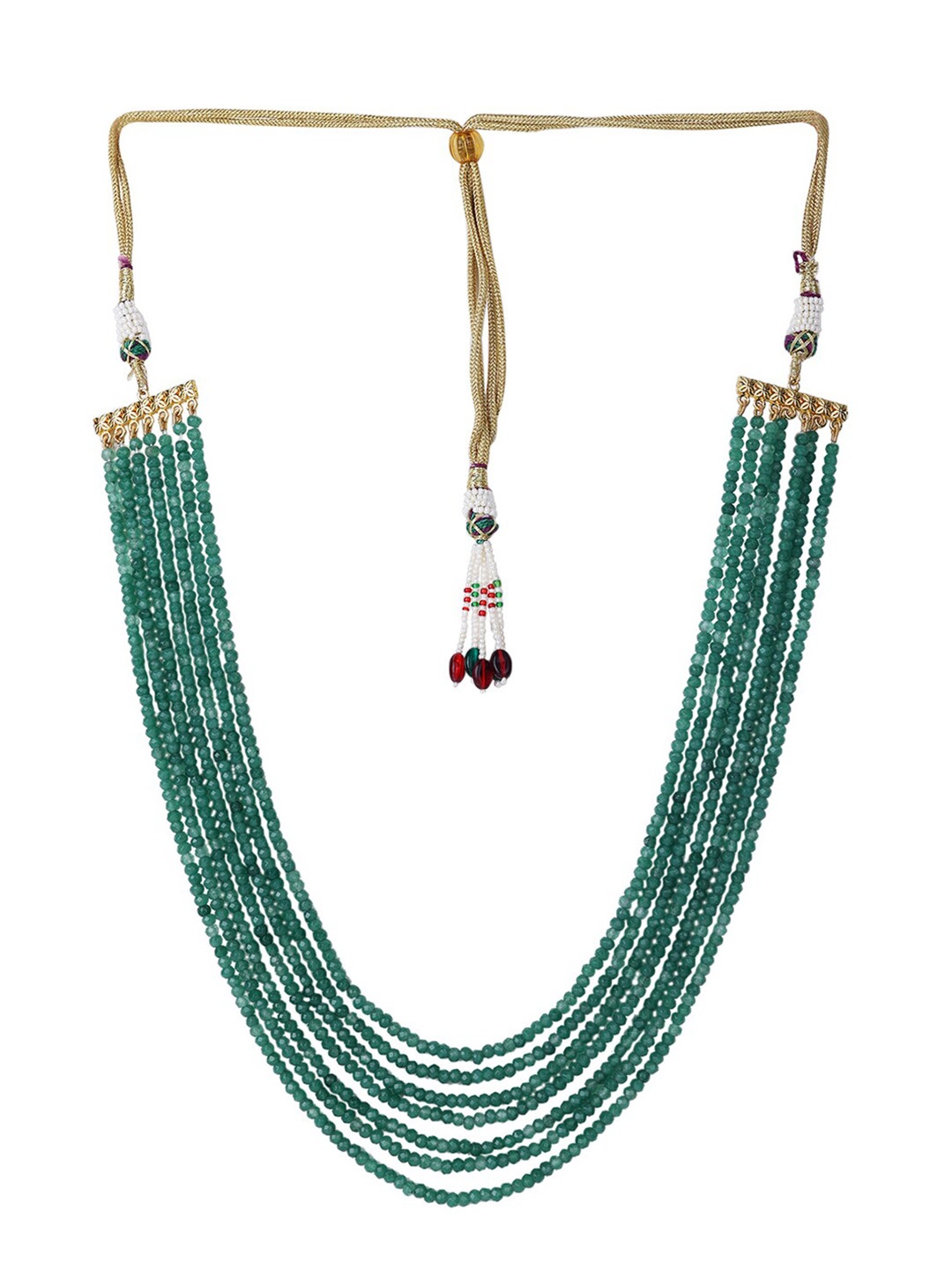 

Runjhun Green & Gold-Toned Brass Gold-Plated Layered Necklace