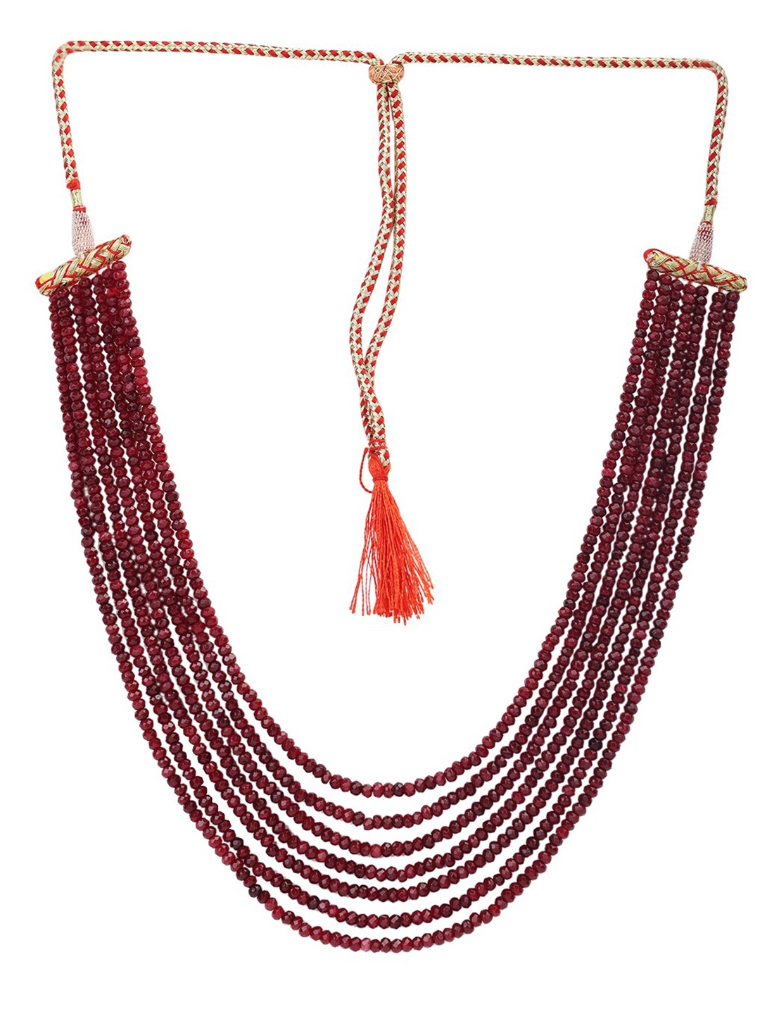 

Runjhun Gold-Toned & Maroon Gold-Plated Layered Necklace