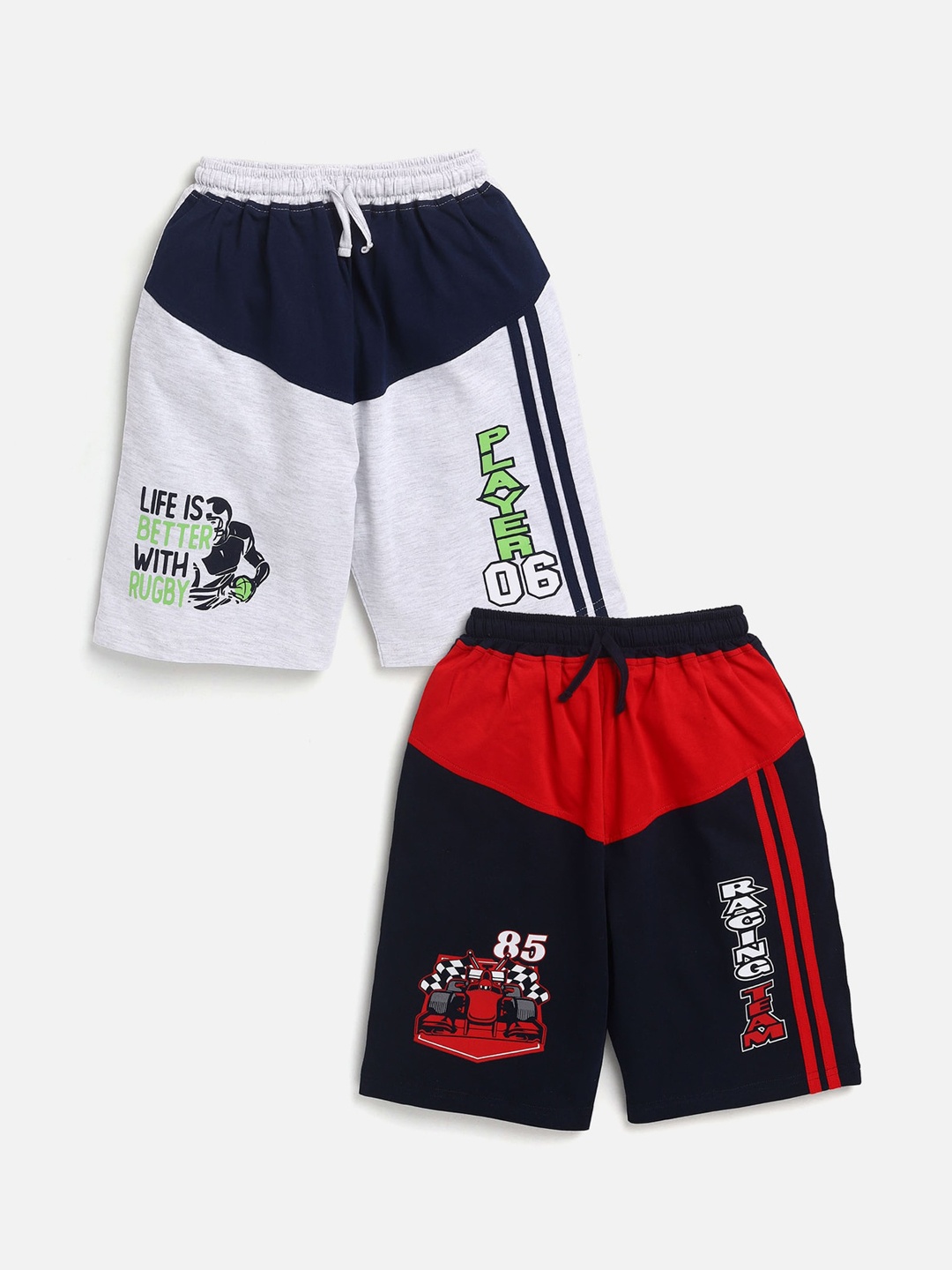 

Nottie Planet Boys Pack of 2 Colourblocked Pure Cotton Shorts, Red
