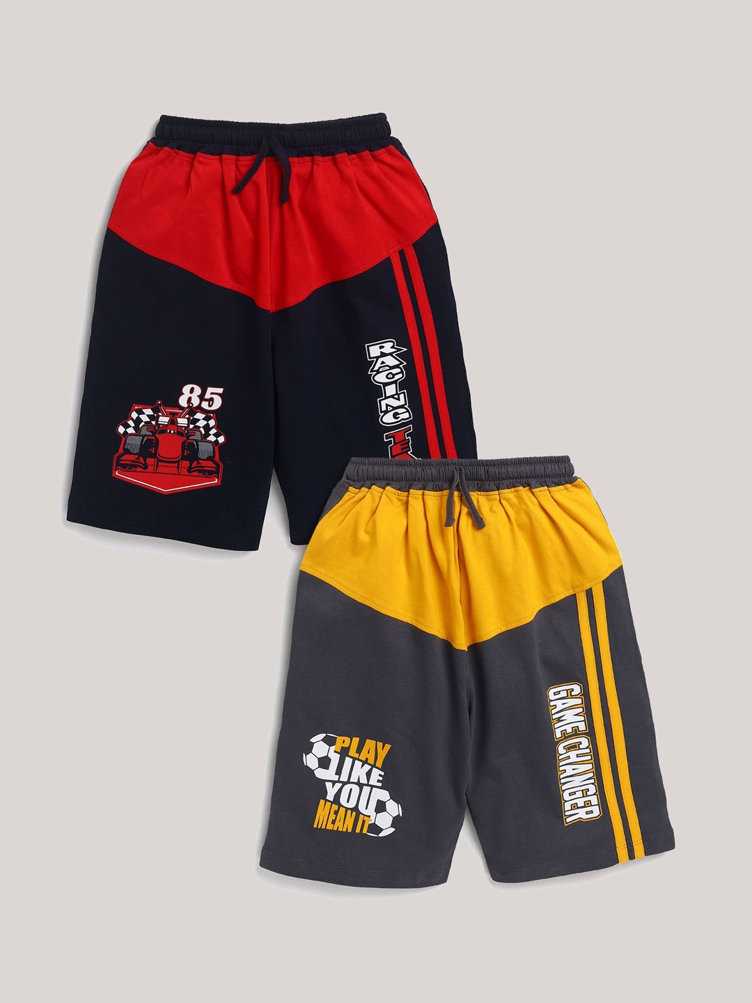 

Nottie Planet Pack of 2 Boys Red Typography Printed Pure Cotton Sports Shorts