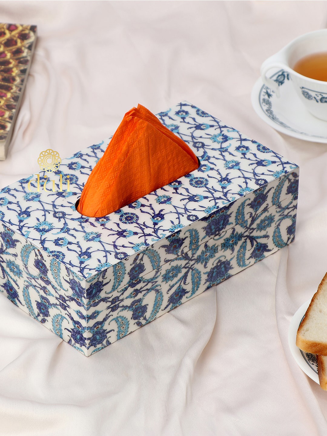 

DULI Blue & White Printed Tissue Box Holder