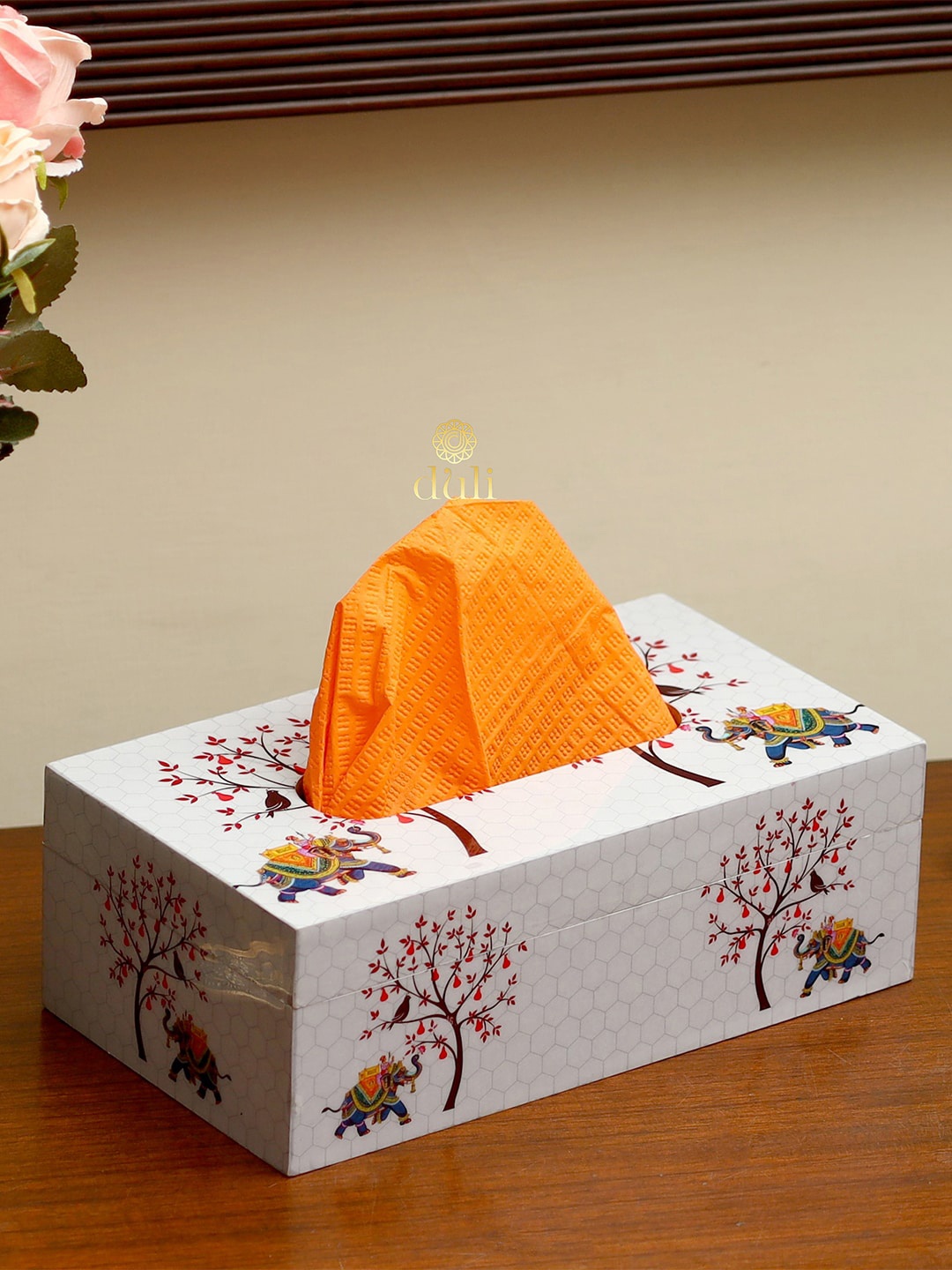 

DULI Unisex White Printed Tissue Box Holder, Multi