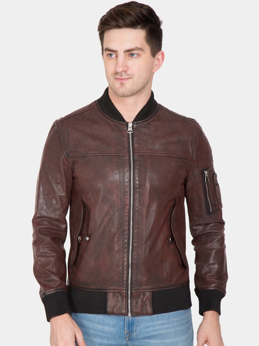 

Justanned Men Burgundy Lightweight Leather Jacket