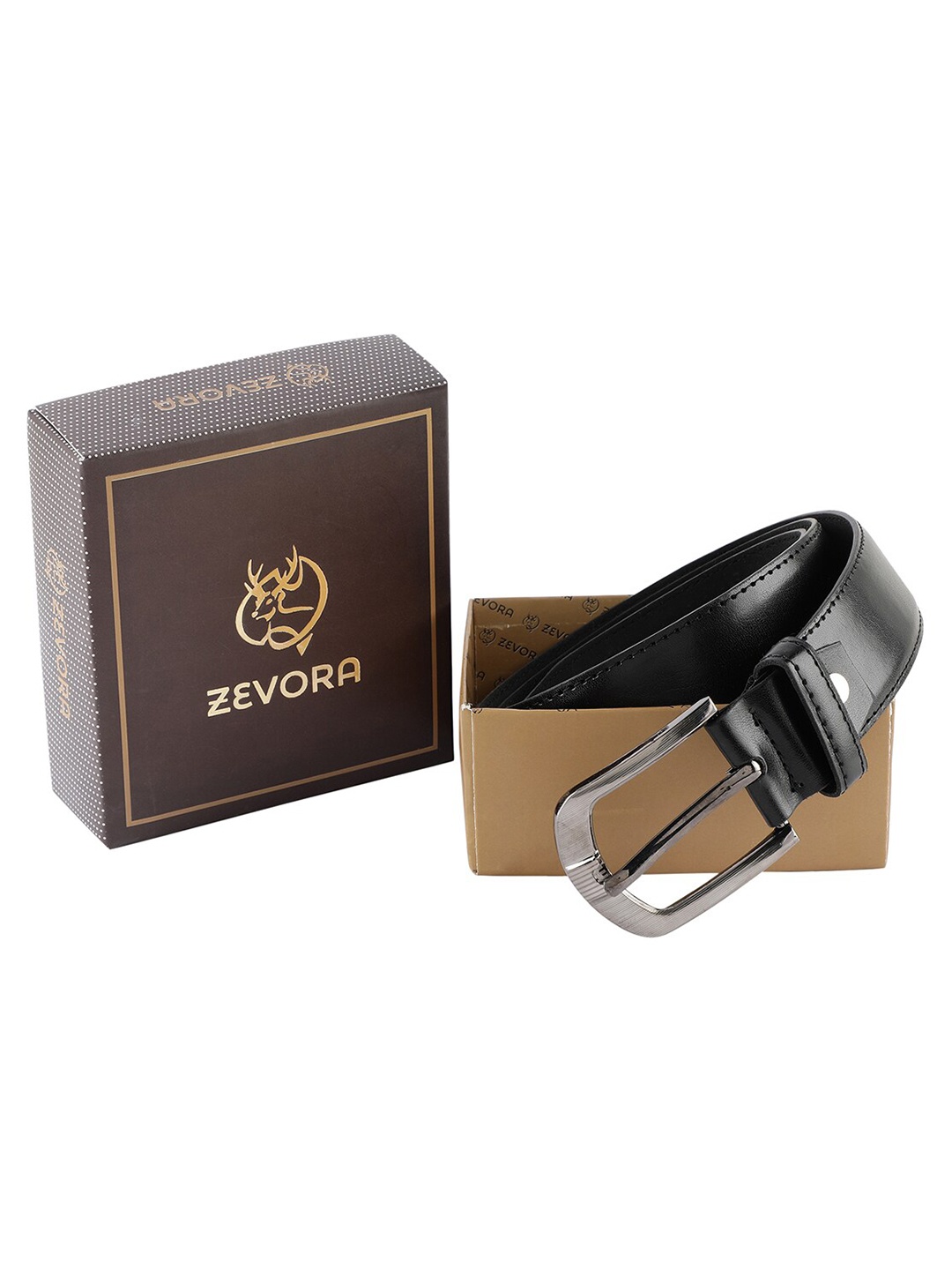 

ZEVORA Women Black Textured PU Belt