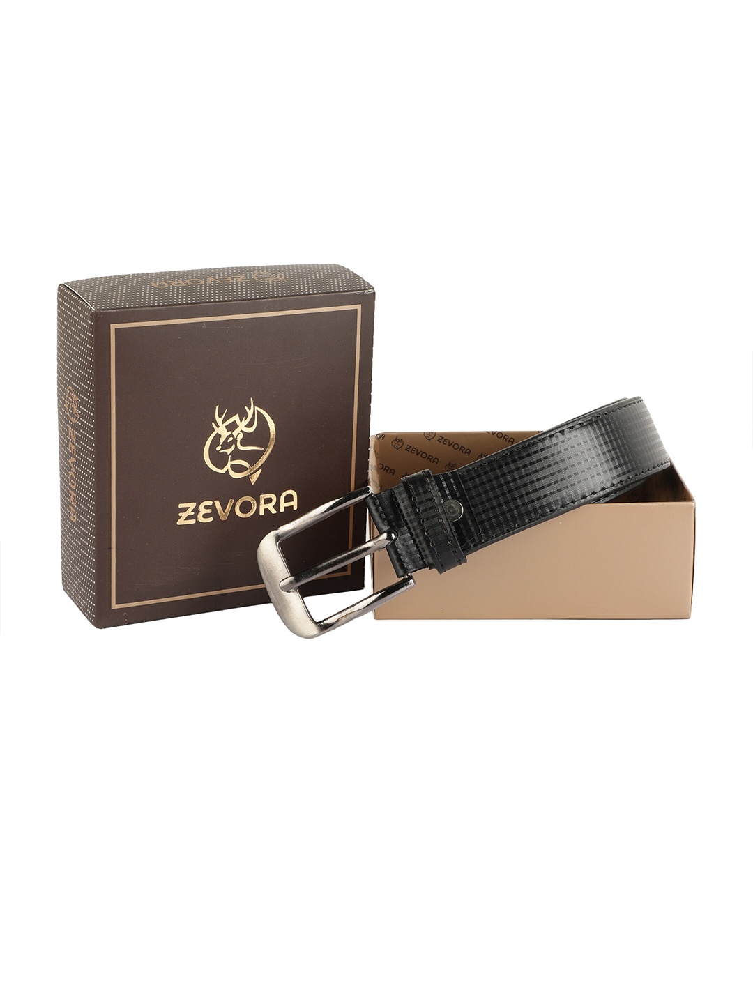

ZEVORA Women Black Textured Leather Belt