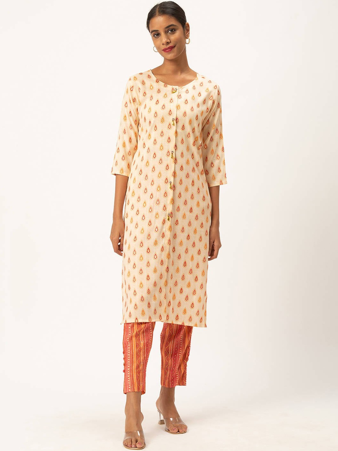 

ZOLA Women Pink Ethnic Motifs Printed Kurta with Trousers