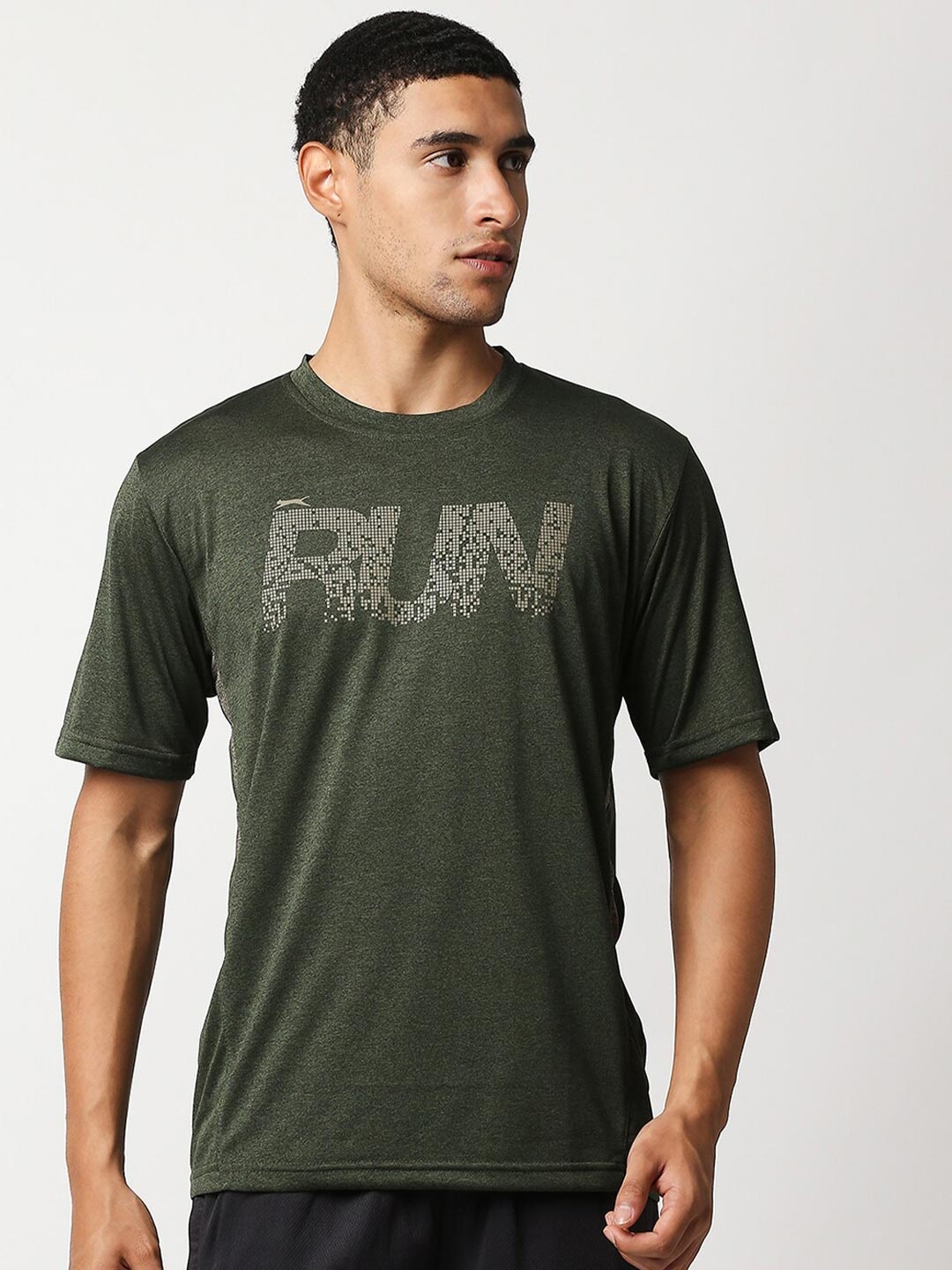 

Black Panther Men Green Typography Printed Slim Fit Acti Fit Running T-shirt