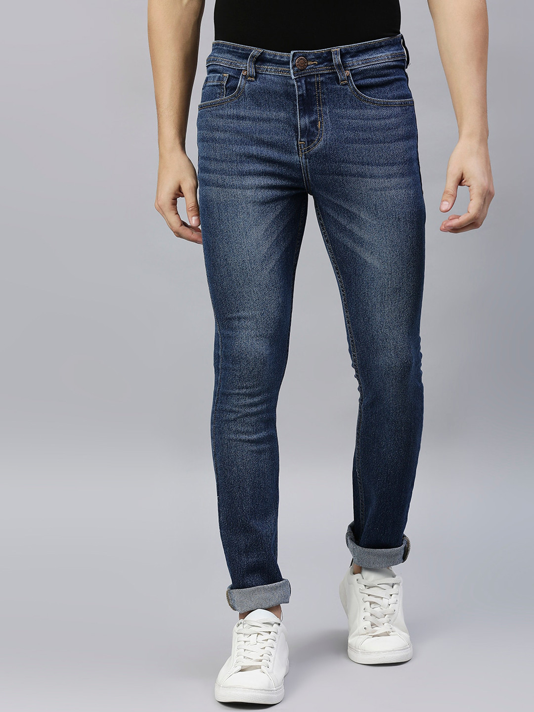 

High Star Men Blue Slim Fit Heavy Fade Acid Wash Stretchable Jeans