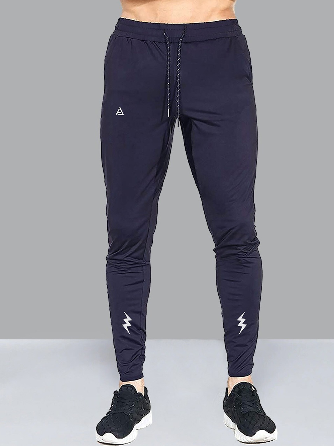 

AVOLT Men Navy Blue Solid Slim-Fit Track Pants