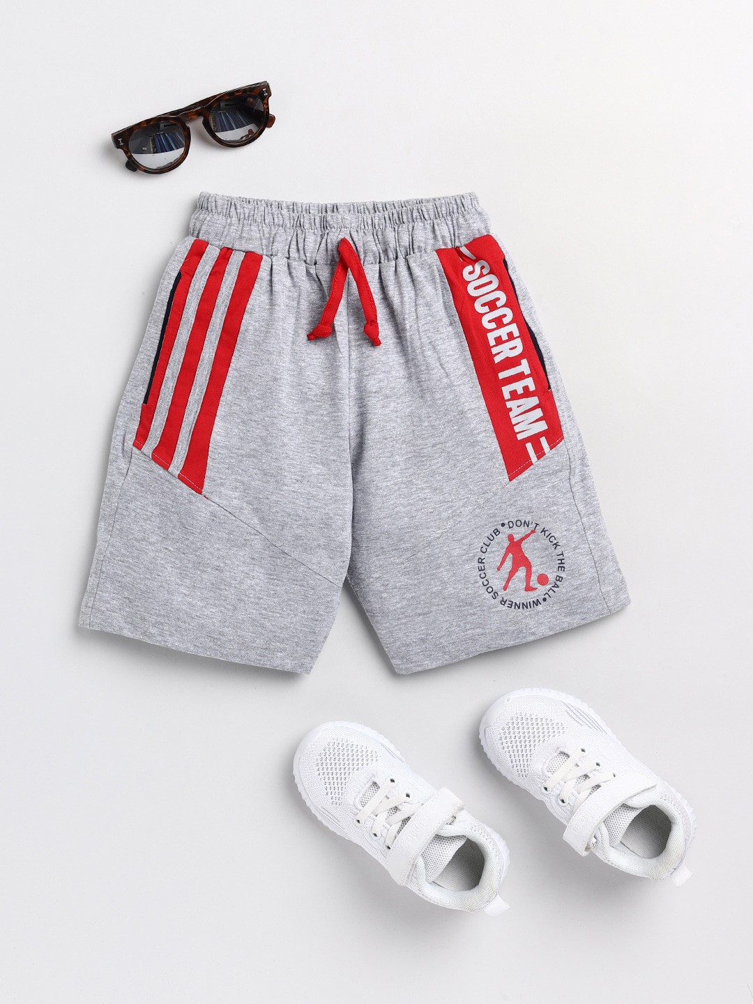 

Todd N Teen Boys Grey & Red Printed Cotton Shorts