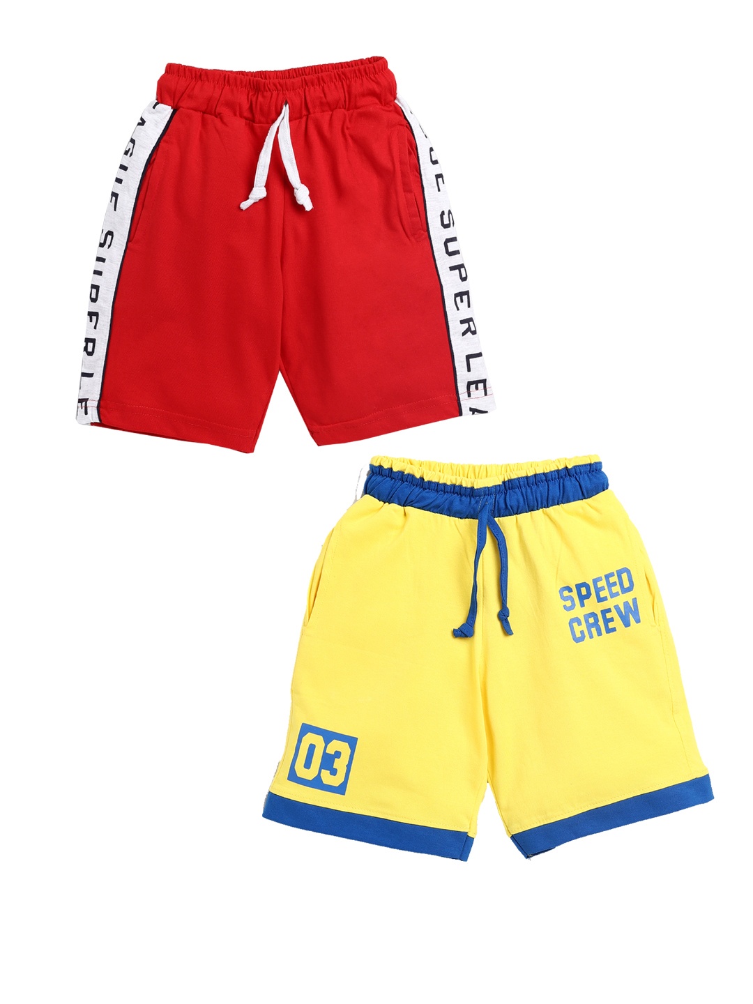 

Todd N Teen Pack of 2 Boys Red & Yellow Typography Printed Cotton Shorts