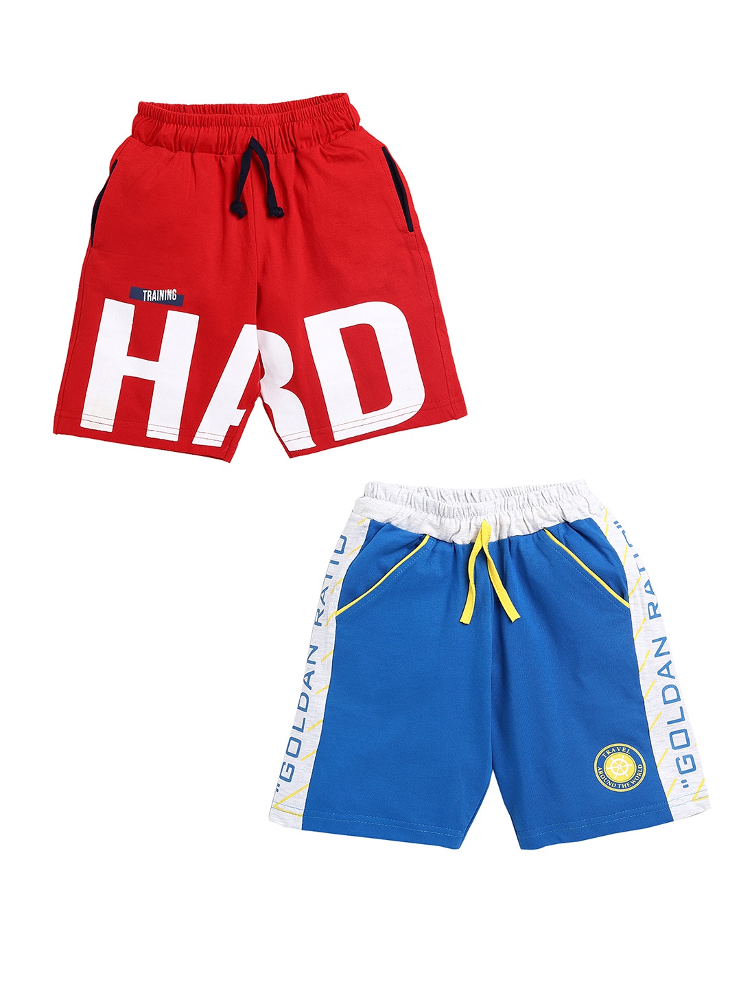 

Todd N Teen Pack of 2 Boys Red Typography Printed Cotton Shorts