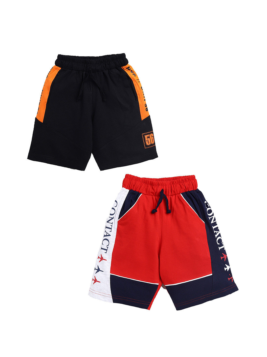 

Todd N Teen Pack Of 2 Boys Black & Red Typography Printed Shorts