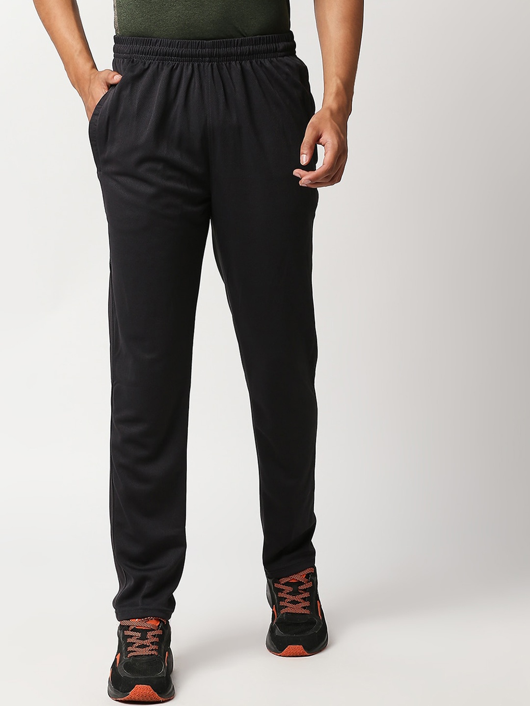 

Black Panther Men Charcoal Black Solid Act-Fit Track Pant