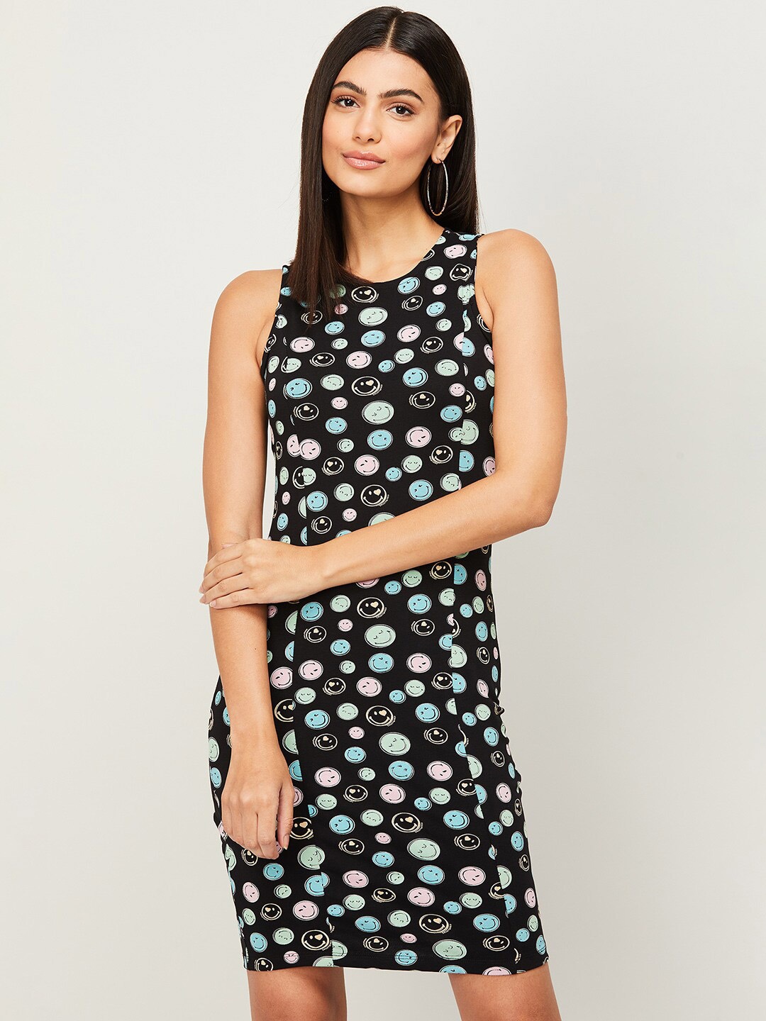 

SmileyWorld Black & Blue Floral Sheath Cotton Dress