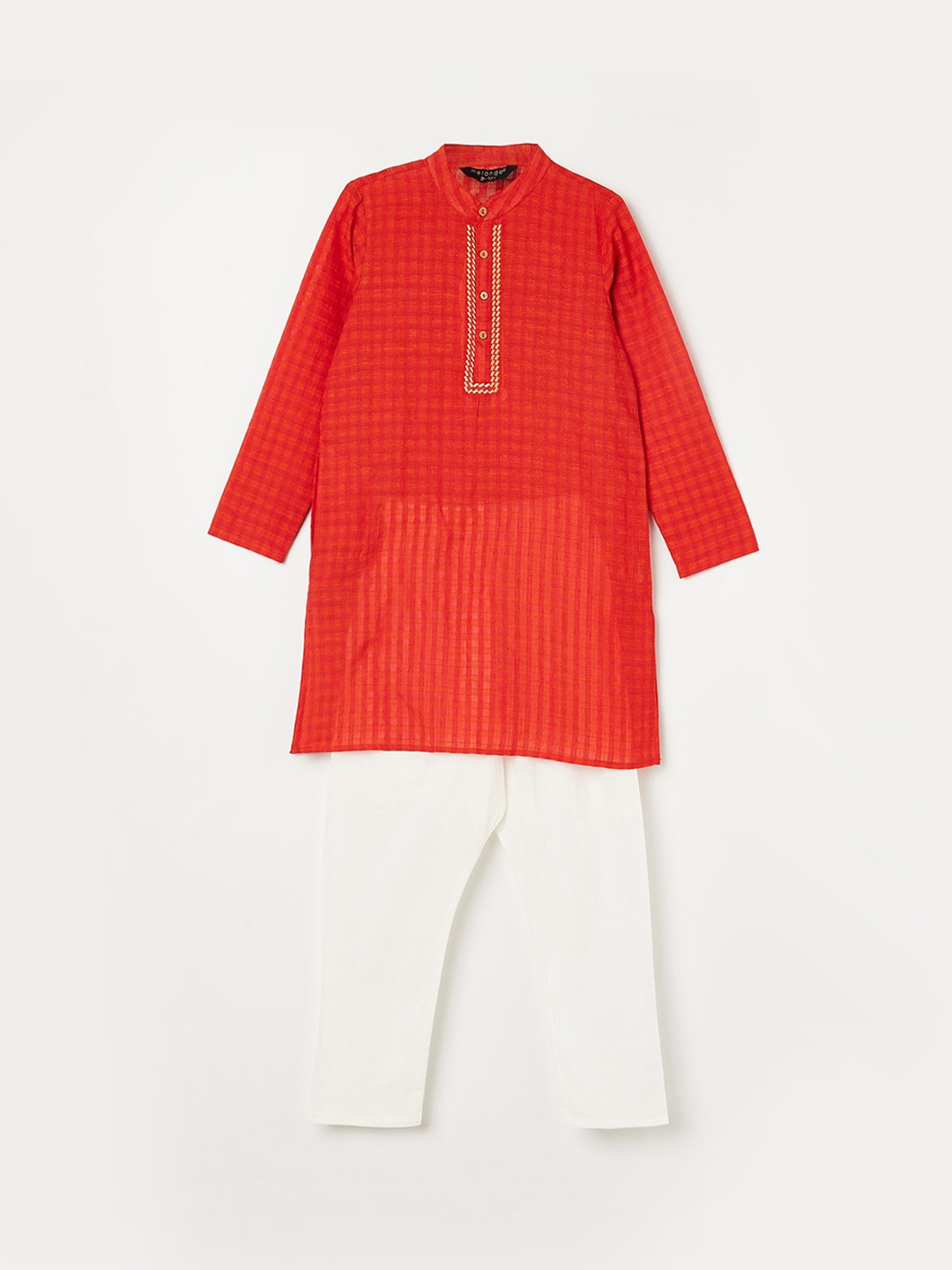 

Melange by Lifestyle Boys Red & White Pure Cotton Kurta with Pyjamas