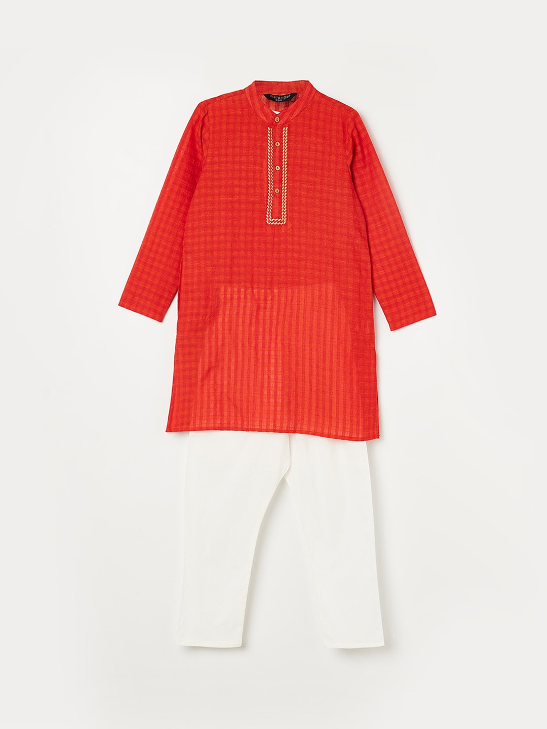 

Melange by Lifestyle Boys Red & White Pure Cotton Kurta with Pyjamas