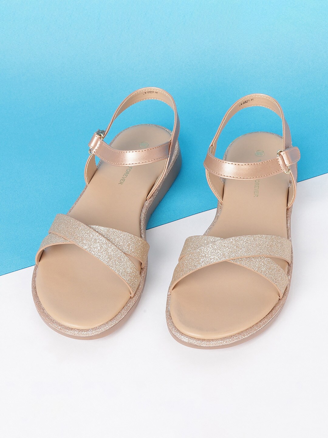 

Fame Forever by Lifestyle Girls Gold-Toned Embellished Party Open Toe Flats