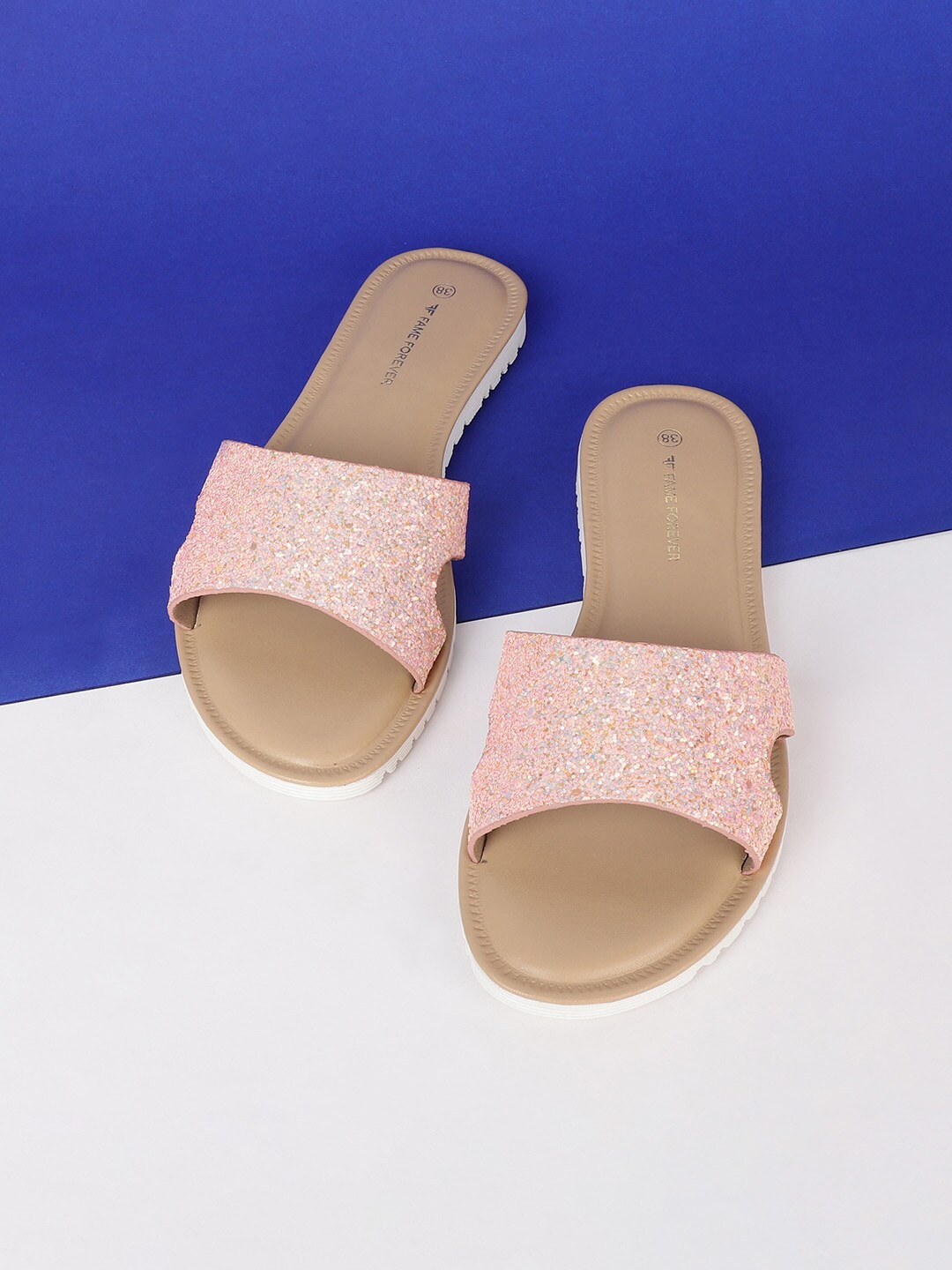 

Fame Forever by Lifestyle Girls Pink Embellished Open Toe Flats