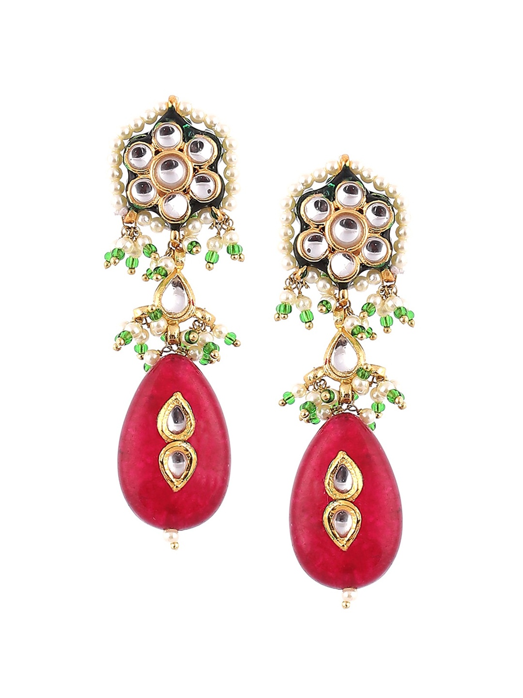 

Biba Gold-Toned & Green Contemporary Drop Earrings
