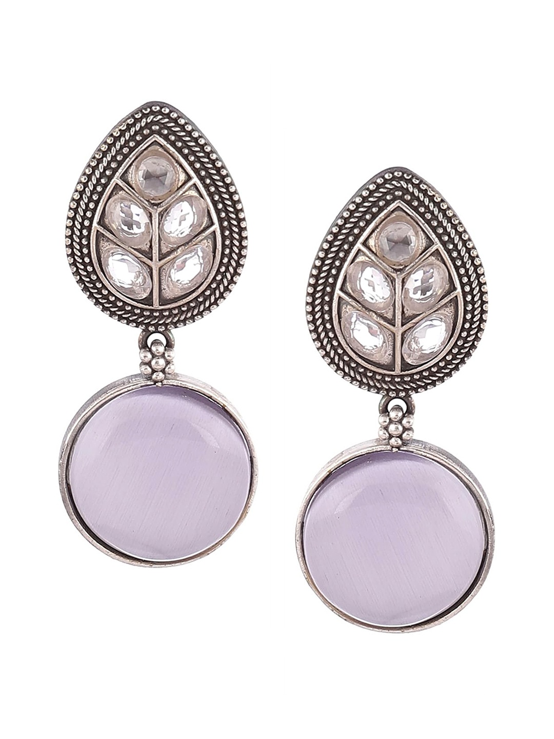 

Biba Silver-Toned & Purple Contemporary Drop Earrings