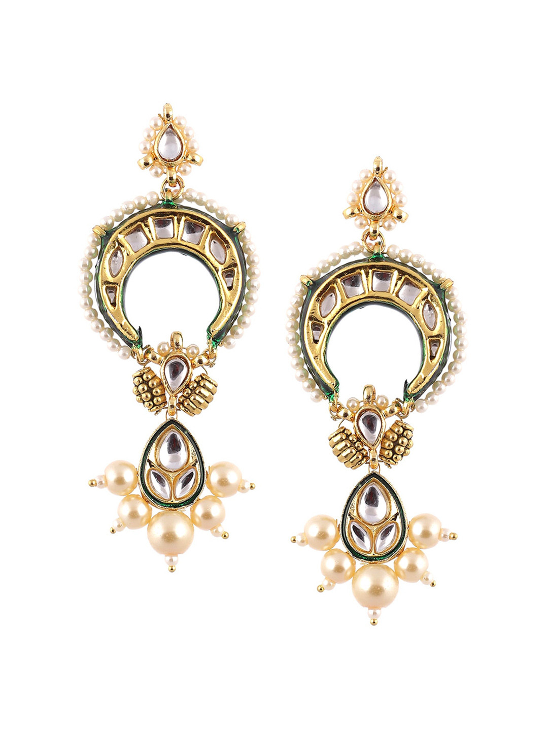 

Biba Gold-Toned & Green Contemporary Drop Earrings