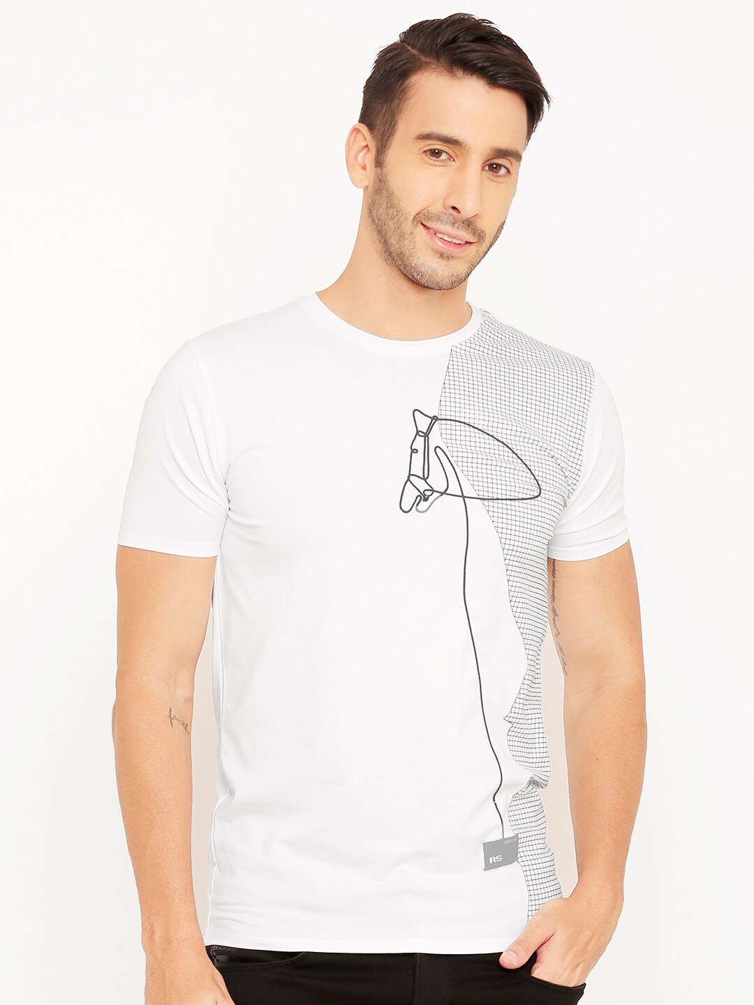 

Rex Straut Jeans Men White Printed Slim Fit T-shirt