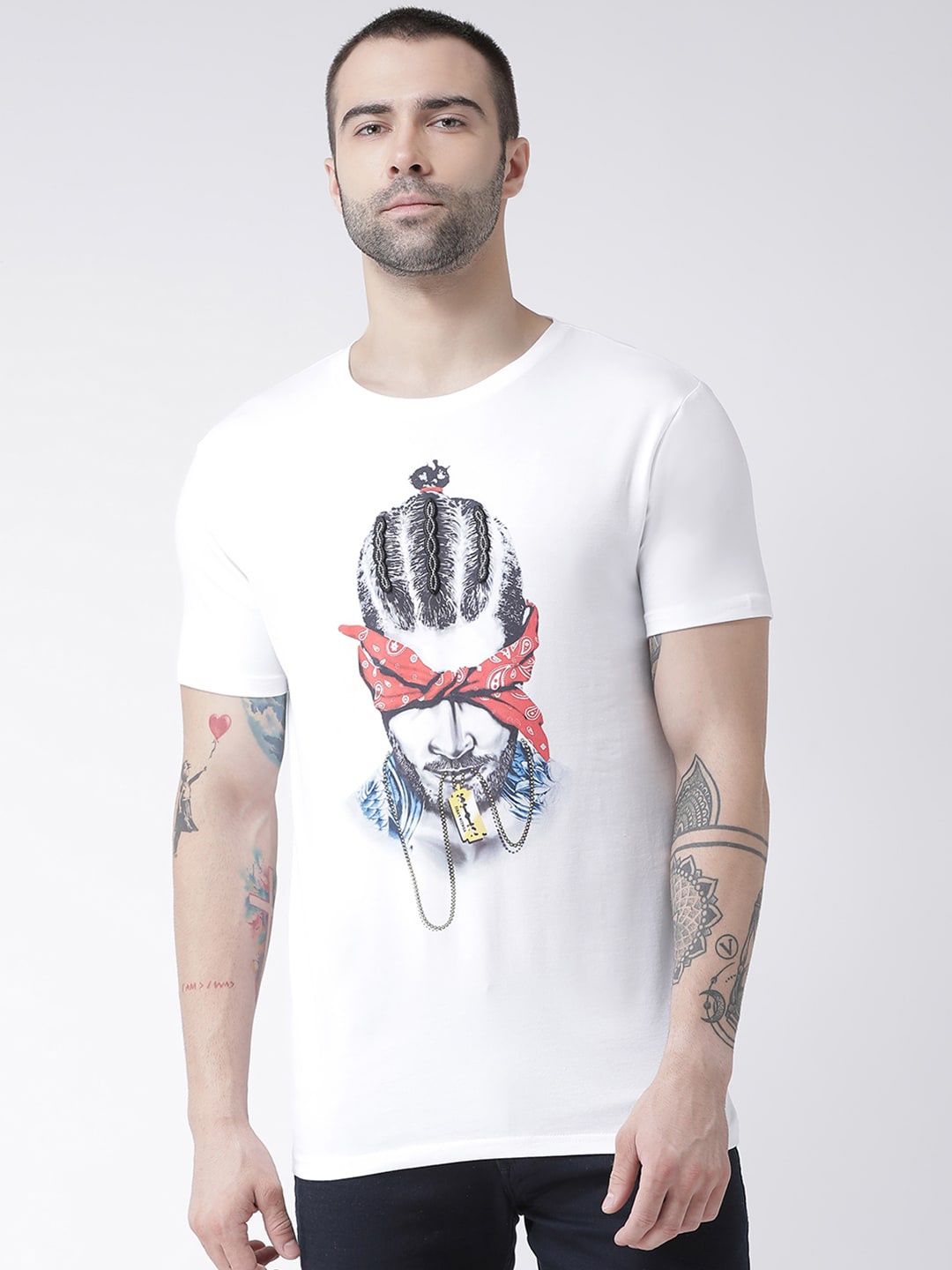 

Rex Straut Jeans Men White Printed Slim Fit T-shirt