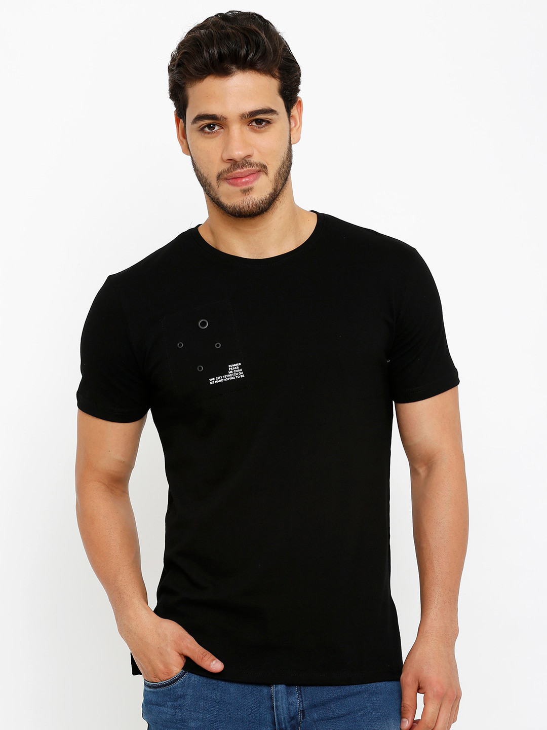 

Rex Straut Jeans Men Black Slim Fit T-shirt