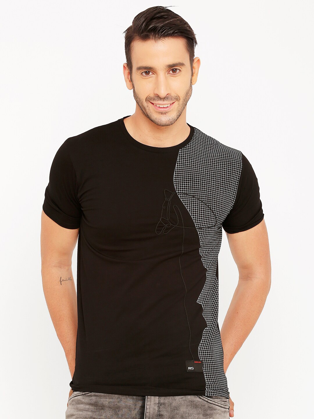 

Rex Straut Jeans Men Black Slim Fit T-shirt