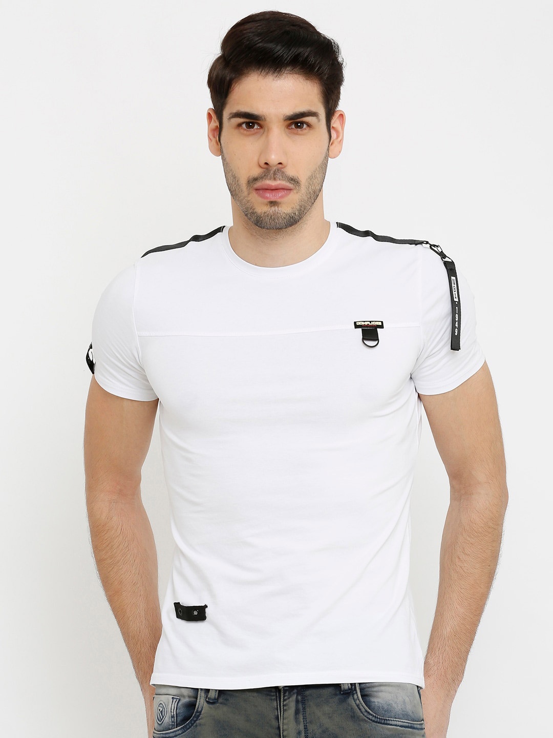 

Rex Straut Jeans Men White Slim Fit T-shirt