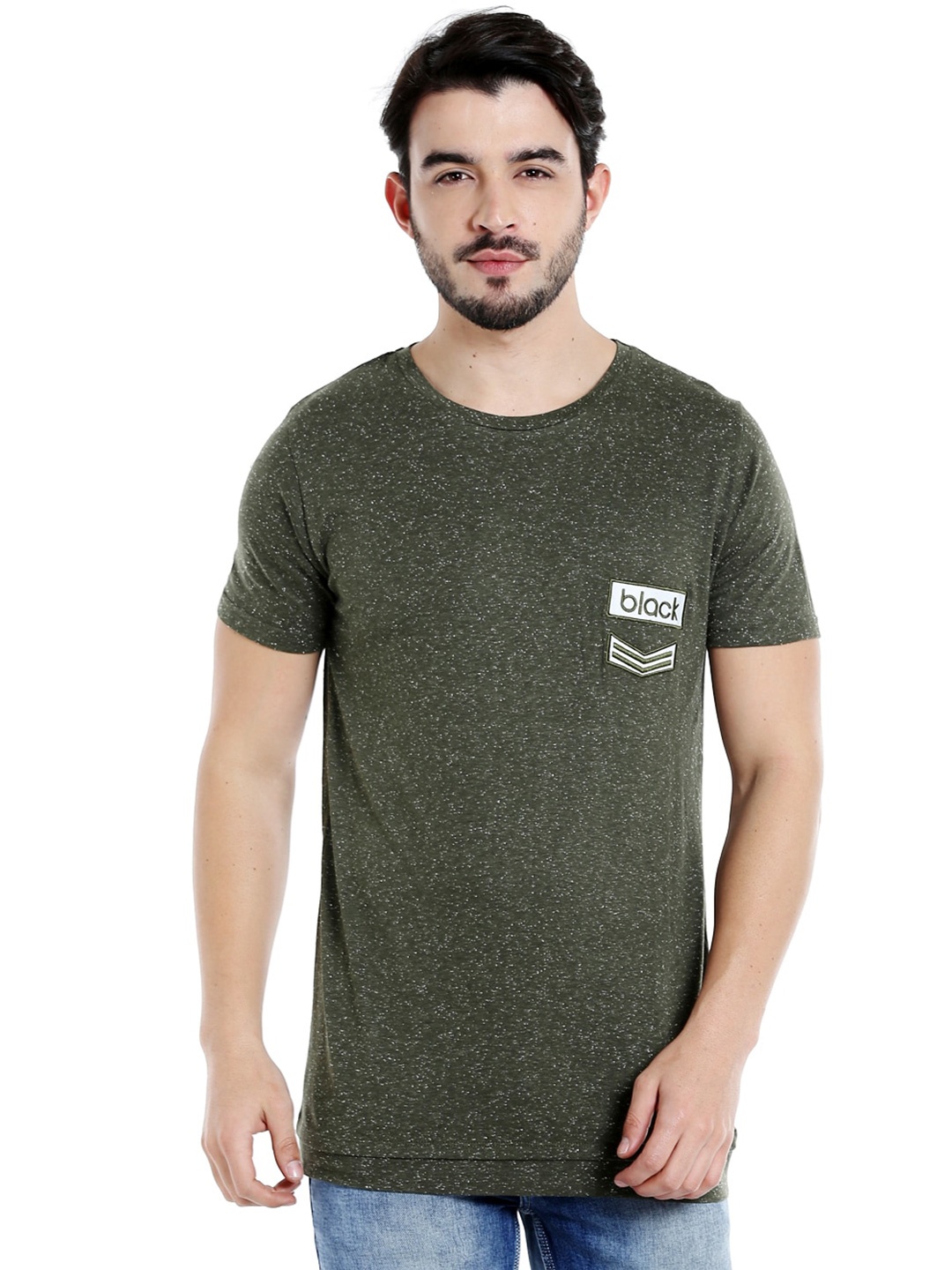 

Rex Straut Jeans Men Olive Green Slim Fit T-shirt