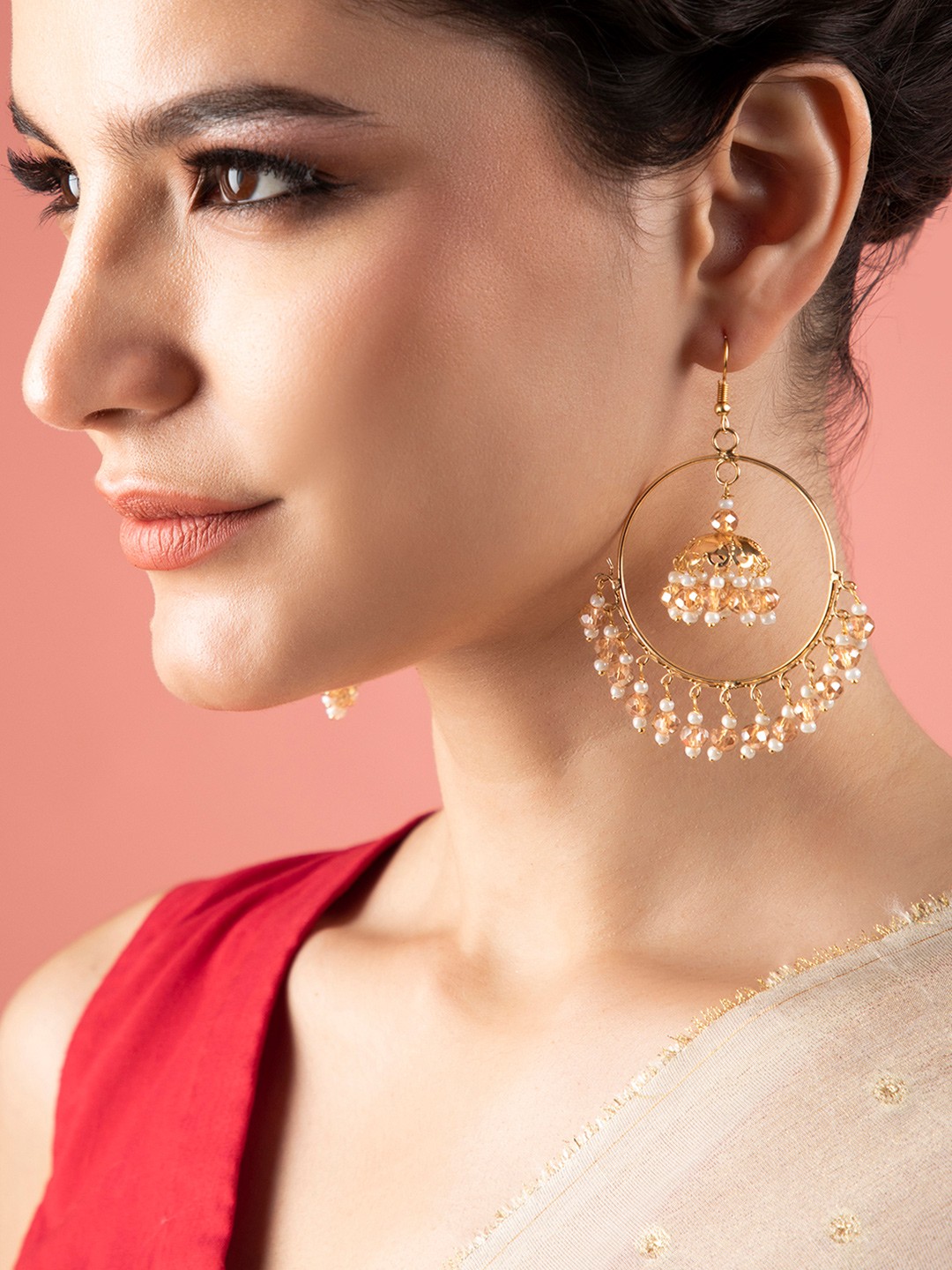 

Rubans Gold Plated Circular Chandbalis Earrings