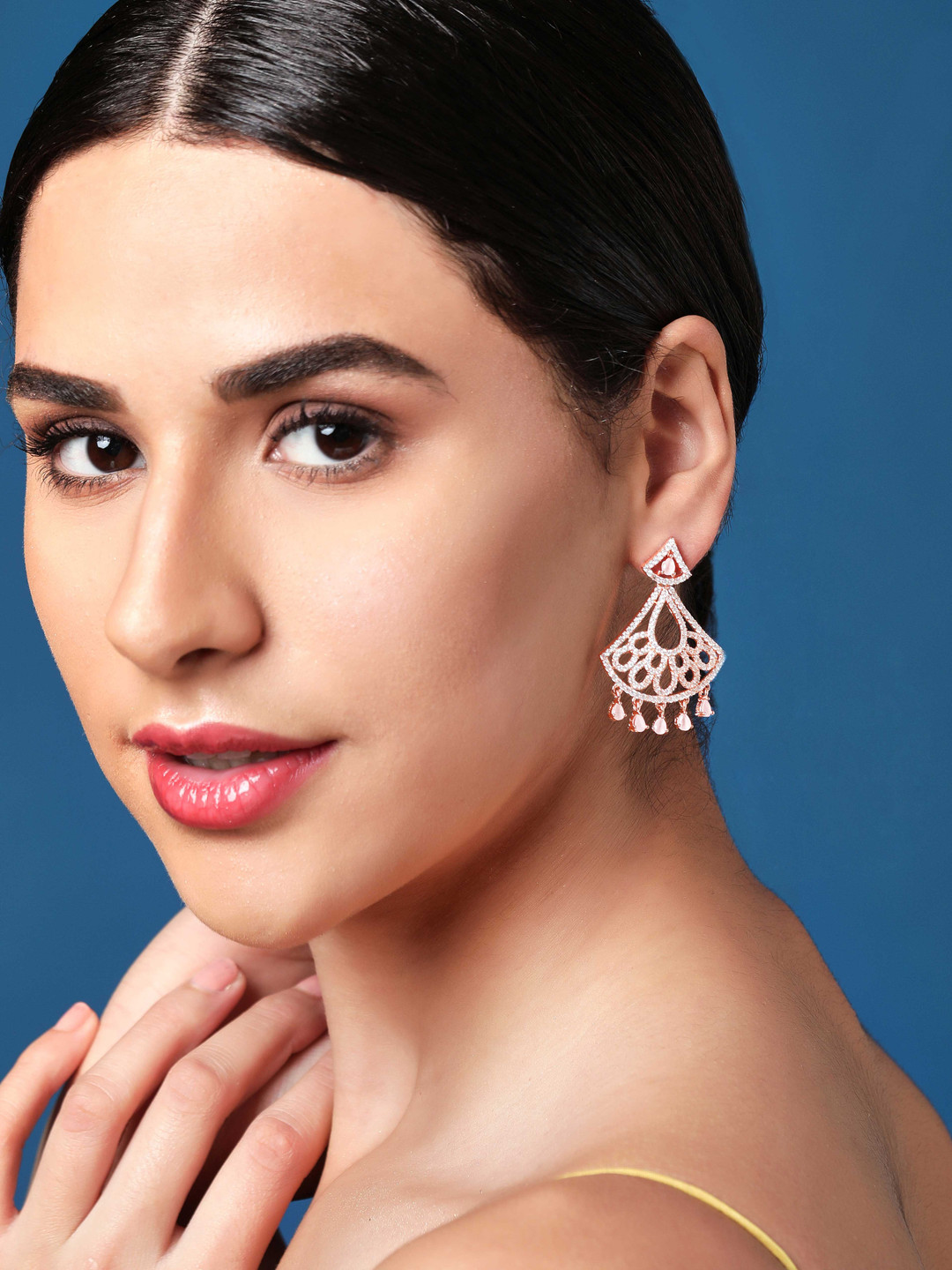 

Rubans Rose-Gold Plated Contemporary Drop Earrings