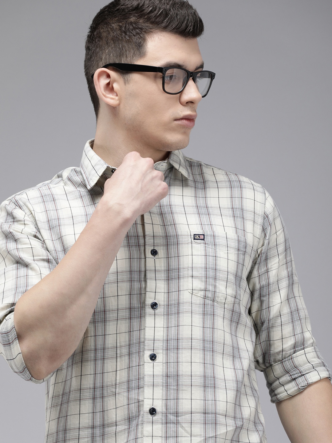 

Arrow Sport Men White Original Tartan Checks Slim Fit Pure Cotton Casual Shirt