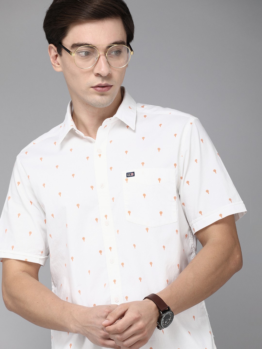 

Arrow Sport Men White Original Printed Pure Cotton Regular Fit Casual Shirt